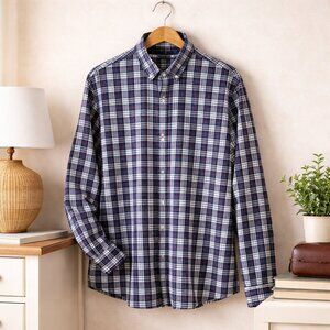 Banana Republic Soft Wash Button Down Shirt Blue White Plaid Men’s Medium